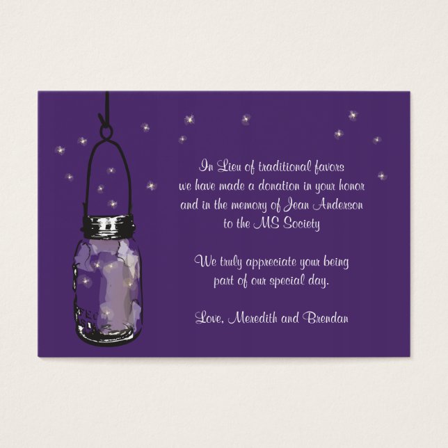 Favour Donation Card Fireflies & Mason Jar (Front)