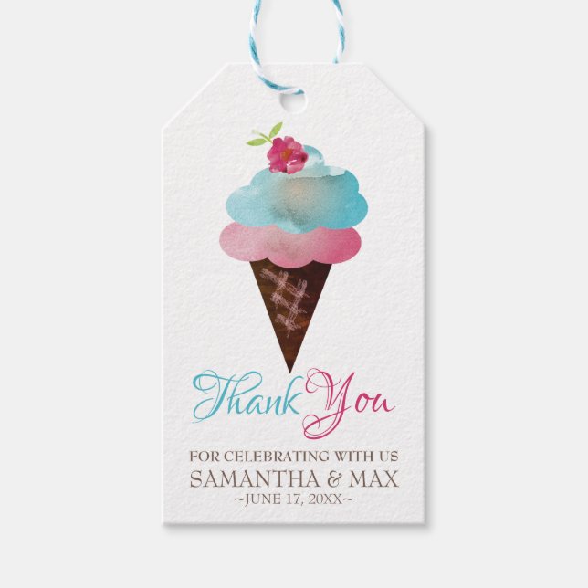Favour Gift Tag Ice Cream Cone BIRTHDAY (Front)