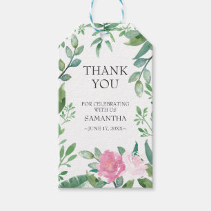 Favour Gift Tag Pink Rose Greenery
