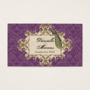 Favour Gift Tags, Purple Vintage Peacock & Etching
