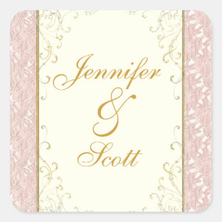 Favour or Invitation Seals Pink Lace, Ivory
