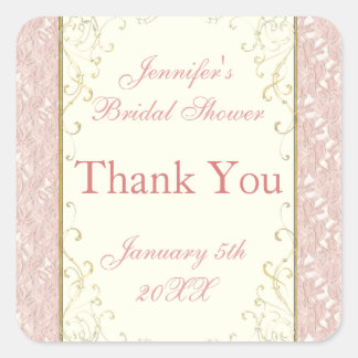 Favour or Invitation Seals Pink Lace, Ivory Bridal