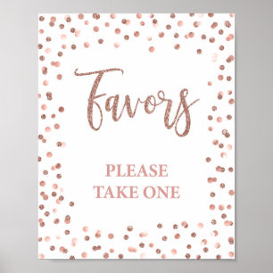 Favour Party Sign Rose Gold Glitter Confetti