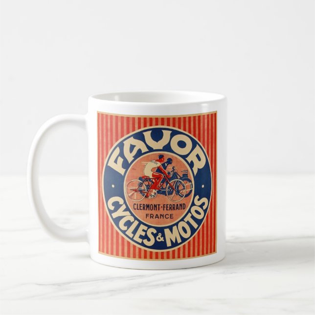 favour retro motorcycle advert coffee mug (Left)
