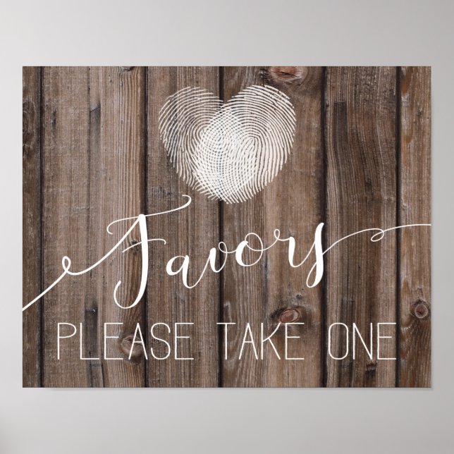 favour rustic wood Wedding sign Guestbook Print (Front)