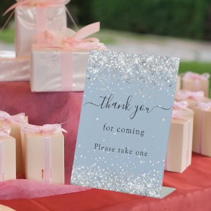 Favour sign dusty blue silver wedding