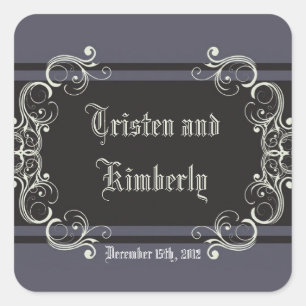 Favour Stickers Black Tie Affair Filigree Scroll