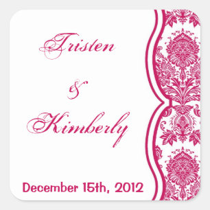 Favour Stickers Fusia White Damask Lace Print Patt