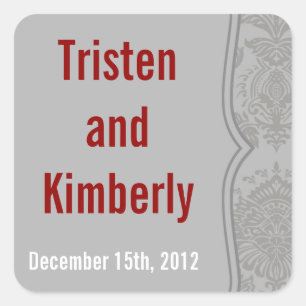 Favour Stickers Modern Grey Damask Lace Print Patt