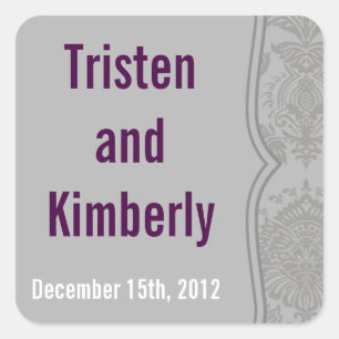 Favour Stickers Modern Grey Damask Lace Print Patt