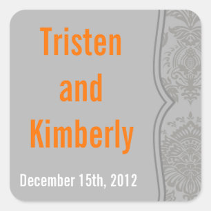 Favour Stickers Modern Grey Damask Lace Print Patt