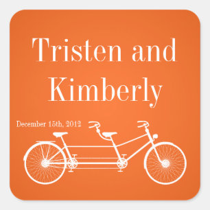 Favour Stickers Whimsical Orange Double Bike Bicyc