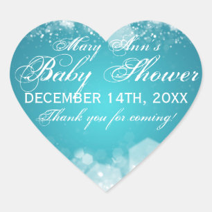 Favour Tag Baby Shower Night Sparkle Turquoise