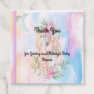 Favour Tag Baby Shower with Unicorn