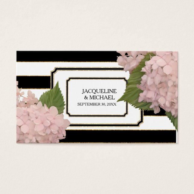 Favour Tag English Pink Hydrangea Deco Gold Glitte (Front)