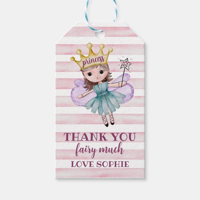 Favour tag Fairy Princess Pink Birthday (Front)