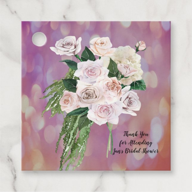 Favour Tag for Bridal Shower with Roses (Front)