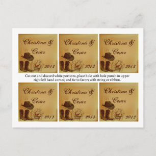 Favour Tags Assorted Western Cowgirl Hat/Boots Bro Postcard