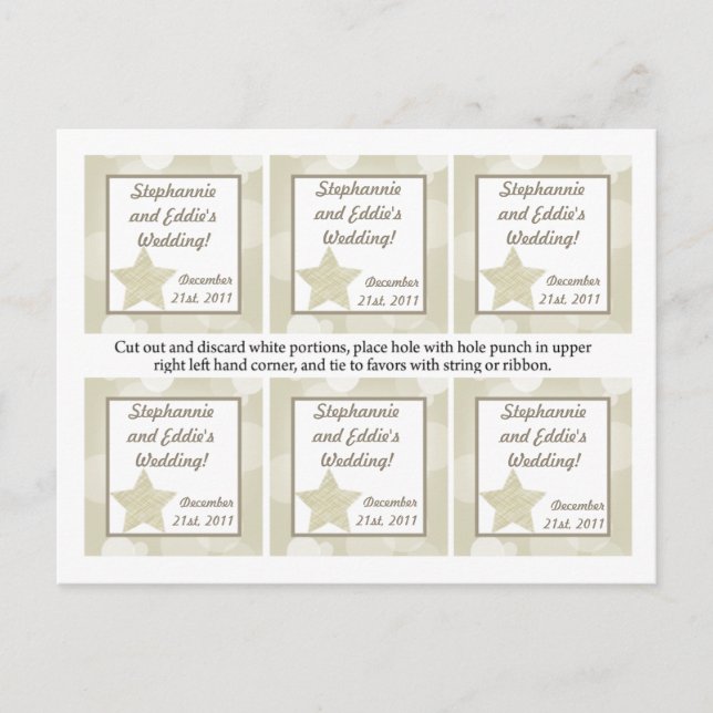 Favour Tags Christmas Stars Holiday Postcard (Front)