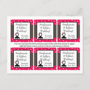 Favour Tags Hot Pink/Black Giraffe Love Postcard