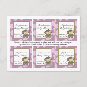 Favour Tags Jacana Girl Jungle Zoo Animal Invitation Postcard