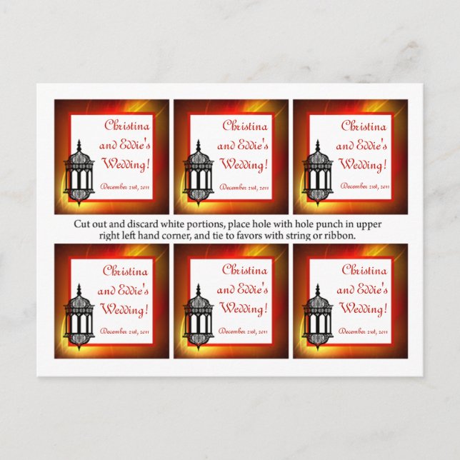 Favour Tags Moroccan Lantern Postcard (Front)