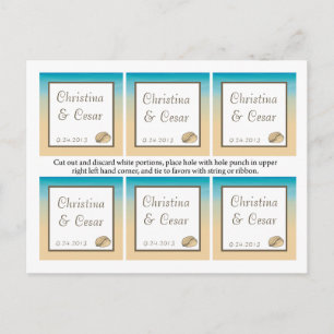 Favour Tags Ocean Beach Shore Seashells Sandy Tide Postcard