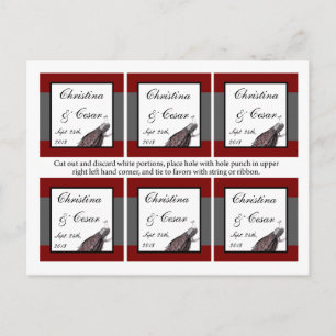 Favour Tags Peacock Red Black White Postcard