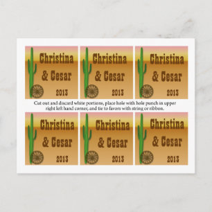 Favour Tags Wagon Wheel/Horse Shoe Sunset Desert w Postcard