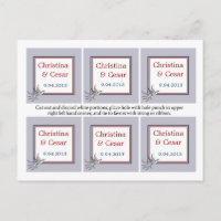 Favour Tags White Dove Red Blue BG Ribbon Birds An