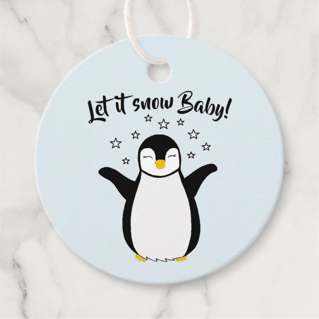 Favour tags with cute Penguin Baby (Front)