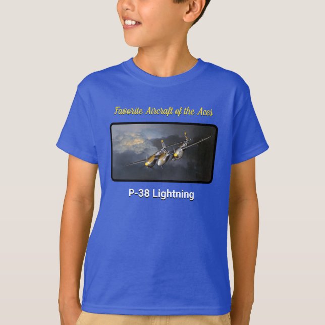Favourite Aircraft of the Aces P-38 Lightning T-Shirt (Front)