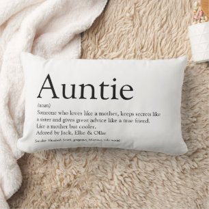 Favourite Aunt, Auntie Definition Black and White Lumbar Pillow