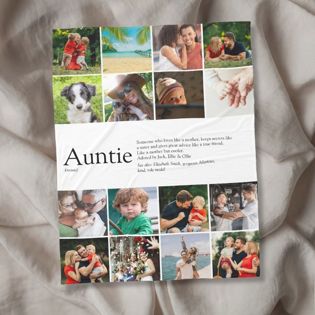 Favourite Aunt Auntie Definition Photo Collage Fleece Blanket (Favorite Aunt Auntie Definition Photo Collage Fleece Blanket)