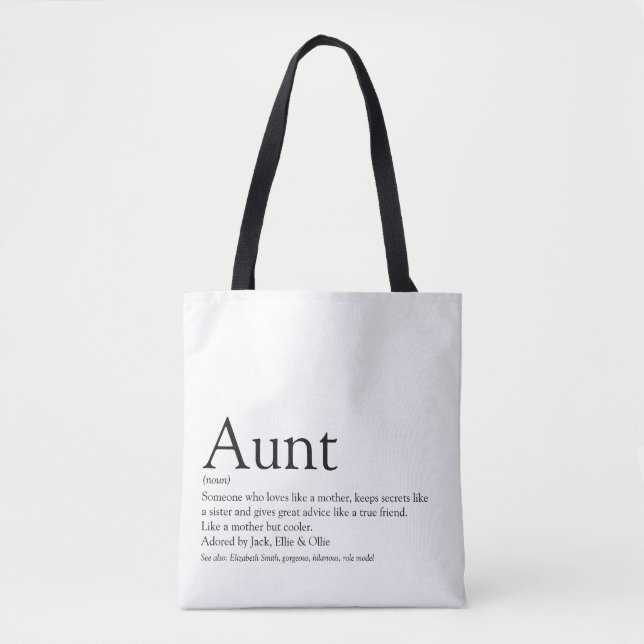 Favourite Aunt Definition Saying Modern Tote Bag (Front)