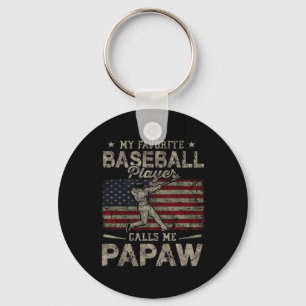 Favourite Baseball Player Calls Me Papaw Father's Keychain