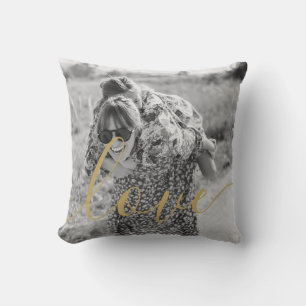 Favourite Black and White Photo Gold Script Throw Pillow
