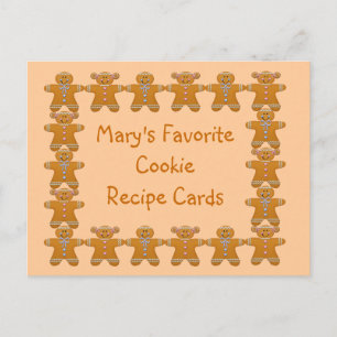 Favourite Cookie Recipe Cards~Gingerbread~Customiz Postcard