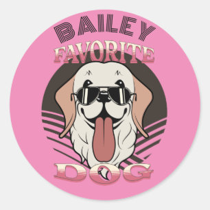 Favourite dog, funny cute dog mom/dad Personalize Classic Round Sticker