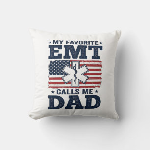 Favourite EMT Calls Me Dad Vintage Patriotic Shirt Throw Pillow