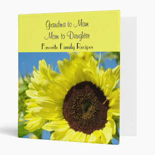 Favourite Family Recipes binder Moms Sunflowers
