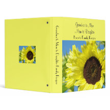 Favourite Family Recipes binder Moms Sunflowers