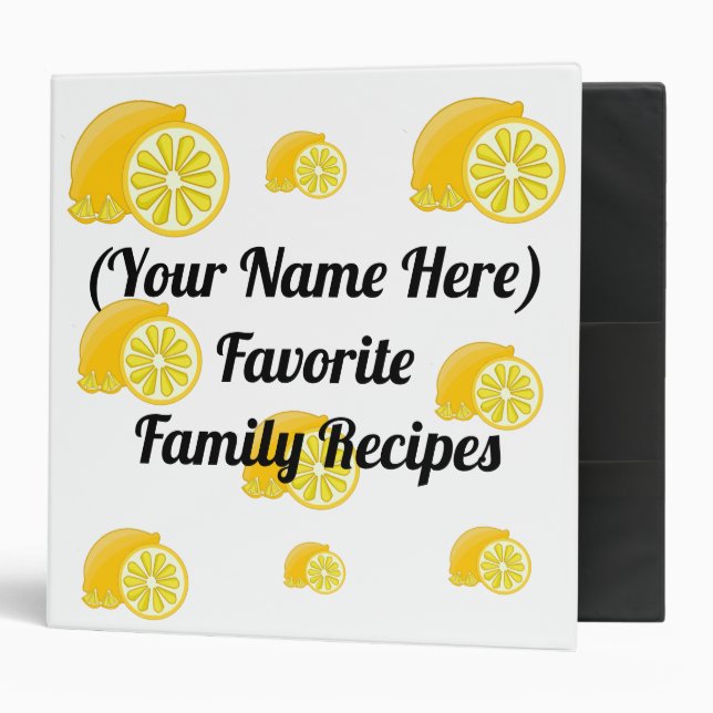 Favourite Family Recipes (Personalized)Lemon Recip Binder (Front/Inside)