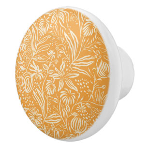 Favourite Floral Pattern in Golden Yellow, Ceramic Knob