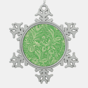 Favourite Floral Pattern in Green Snowflake Pewter Christmas Ornament