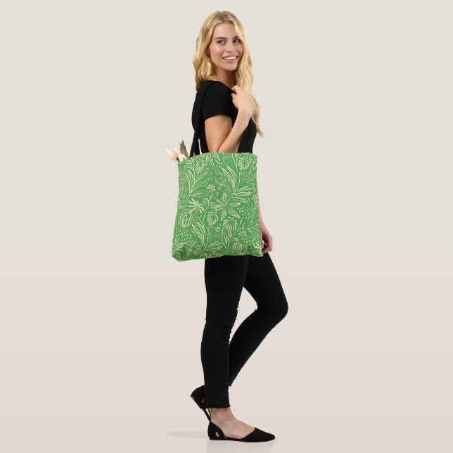 Favourite Floral Pattern in Green Tote Bag (On Model)