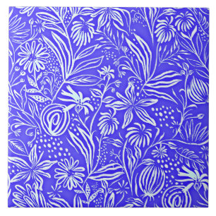 Favourite Floral Pattern, Periwinkle Blue, Tile