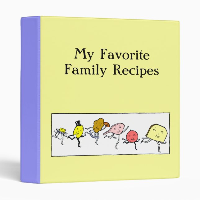 Favourite Foods Retro Custom Recipe Binder (Front/Spine)