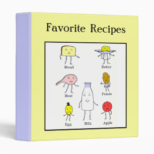 Favourite Foods Vintage Art Custom Recipe Binder