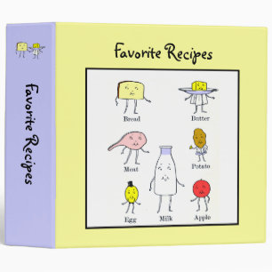 Favourite Foods Vintage Art Custom Recipe Binder